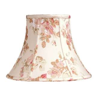 NEW 14 in. Wide Lamp Shade, White with Floral Printed Design, Cotton 