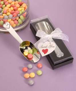 12 CHROME CANDY SCOOPS WEDDING FAVORS IN BOXES  