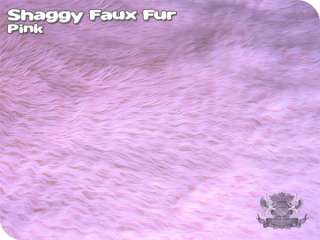 FAUX FUR SHAGGY PINK LONG PILE HAIR FABRIC BY THE YARD  