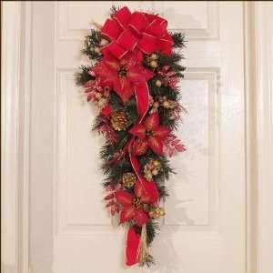   Home Decor CRSW0814 36 Holiday Poinsettia Door Swag