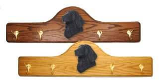 Flat Coated Retriever Wood Carved Dog Oak Coat Rack. Home Decor Dog 