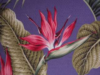   Tropical Hawaiian Barkcloth Fabric SHOWER CURTAIN ~Pali Purple~  