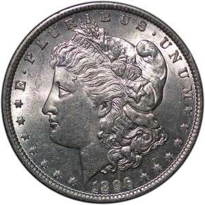 1896 $1 Silver Morgan Dollar Unc+ 90%+ White Coin  