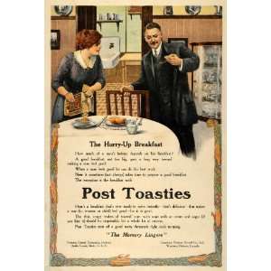  1912 Ad Post Toasties Hurry Up Breakfast Cereal Postum 