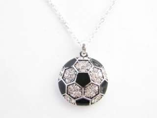 Soccer Ball Crystal Fashion Necklace Jewelry  