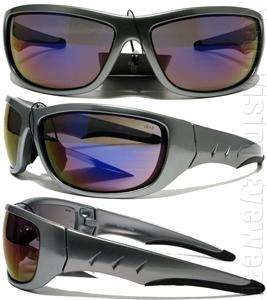 Aggressor Blue Mirror Safety Glasses Sun Gun Metal Nylon Z87.1  