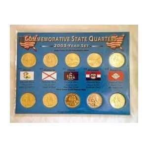   24KT GOLD LAYERED P & D SET OF 10   STATE QUARTERS 