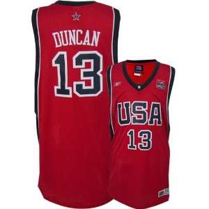 Reebok Team USA #13 Tim Duncan Red 2004 Olympic Swingman Basketball 