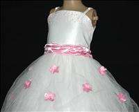 Pink Flower Christmas Party Girls Dress 2 3 4 5 6 7 8 9  