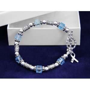   Ribbon Bracelet Light Blue beads w/ Silver Ribbon Charm (18 Bracelets