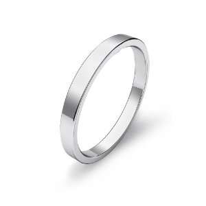  3.7g Mens Flat Wedding Band 2.5mm 14k White Gold Ring (7 