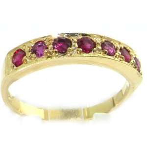  14K Yellow Gold Womens 7 Stone Ruby Eternity Band Ring 