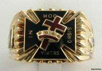 Knights Templar Masonic Fine Band   10k Yellow Gold Enameled Masons 