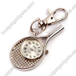 Keychain Tennis Racket Shape Mini Pocket Watch Gift  