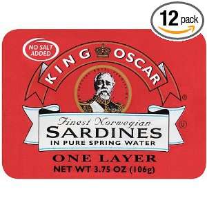 King Oscar Sardine Water, 3.75 Ounce Cans (Pack of 12)  