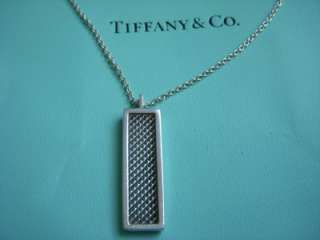 RARE Tiffany & Co. Sterling Mesh Bar Pendant Necklace With Pouch 