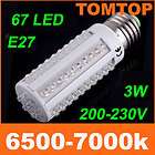 67 LED Corn Light Bulb White Lamp 200 230V LEDS E27 3W  