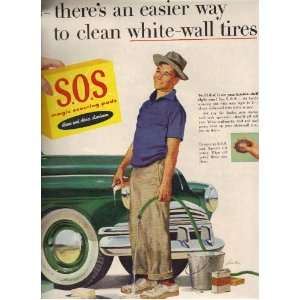 1955 SOS Scouring Pads (boy washing car) original color magazine ad 