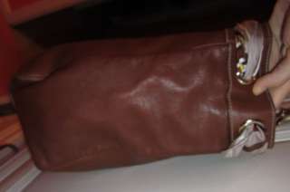   GUCCI Brown Leather POSITANO Tote Handbag Scarf Medium Top Handle RARE