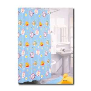 Winnie the Pooh & Tiger Fabric Shower Curtain + 12 Hooks  