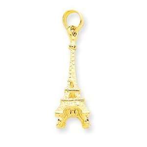  14k Gold Solid Polished 3 Dimensional Eiffel Tower Charm Jewelry