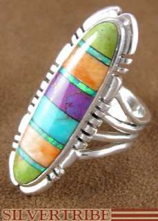 Turquoise And Multicolor Inlay Ring Size 6 3/4 Jewelry  