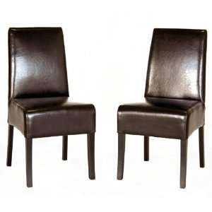    Dark Brown Set of 2 Leather Dining Chairs