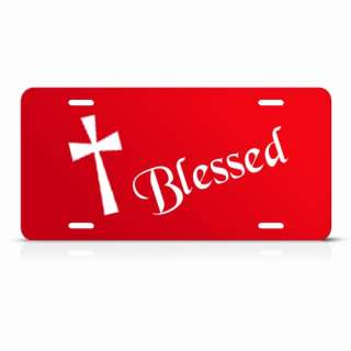 JESUS CROSS BLESSED RELIGIOUS METAL LICENSE PLATE WALL SIGN TAG  