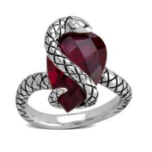    Sterling Silver Lab Created Ruby Snake Ring, Size 6 Jewelry