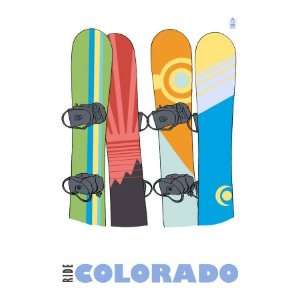  Colorado, Snowboards in the Snow Giclee Poster Print 
