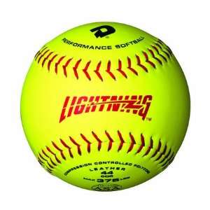   11 Lightning Yellow Leather Polycore ASA Softballs   Case of 3 Dozen