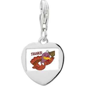  925 Sterling Silver Turkey Giving Thanks Photo Heart Frame 