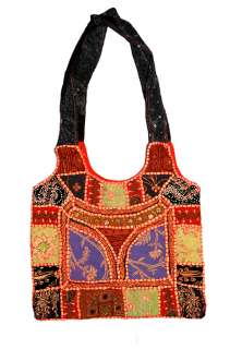 Indian Embroidery Patch Mirror Collage Shoulder Handbag  