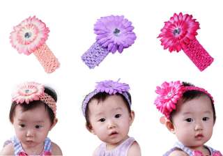 Bundle Monster New 24pc Daisy Flower Clip Crochet Baby Headbands Hair 