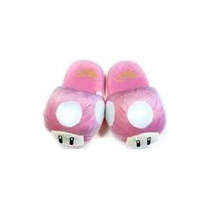    Super Mario Brothers Pink Mushroom Plush Slippers Toys & Games