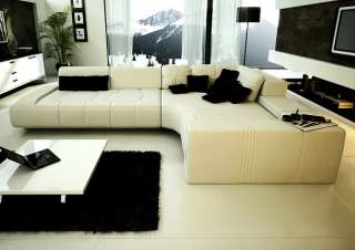   Franco Collection L Shaped White Leather Sectional Sofa Modern  