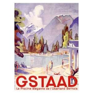  Gstaad Swiss Ski Resort Giclee Poster Print, 24x32