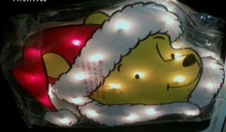 DISNEY WINNIE THE POOH WITH SANTA HAT CHRISTMAS LIGHTED WINDOW 