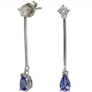    Platinum Dangling Tanzanite and Diamond Earrings DaCarli Jewelry