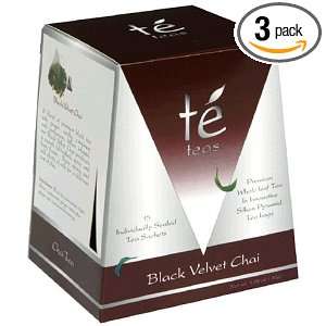 Te Tea Silken Pyramid Whole Leaf Tea, Black Velvet Chai, Tea Bags, 15 