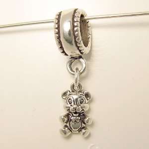  Teddy Bear with Heart Sterling Silver Valentine Dangle 
