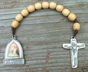 UNIQUE LARGE WOOD BEAD CHAPLET OPEN END ROSARY MEDAL  