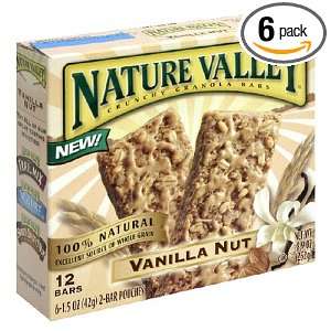 Nature Valley Granola Bar, Vanilla Nut, 12 Count Boxes (Pack of 6)