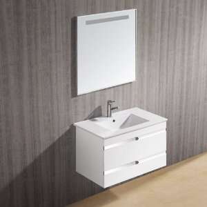   Single Bathroom Vanity with Mirror, White Gloss Furniture & Decor