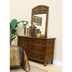   Rattan 710 5274 ATQ Polynesian Mirror in Antique