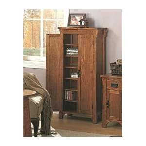  Oak Finish Mission Wall Side CD Cabinet  Players & Accessories