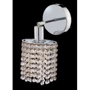 Mini 1 Light Round Canopy Ellipse Wall Sconce in Chrome Crystal Color 