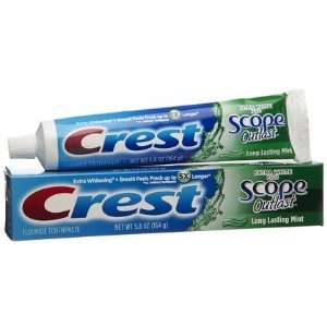 Crest Whitening plus Scope Outlast Toothpaste Long Lasting Mint 5.8 oz 